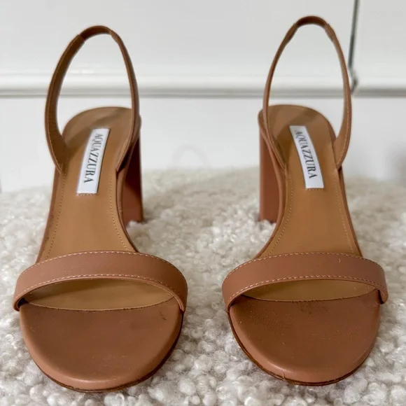 RARE Aquazzura So Nude Block Sandal 85 โ Nude โ Size 36.5 โ Worn Once - Picture 2 of 9